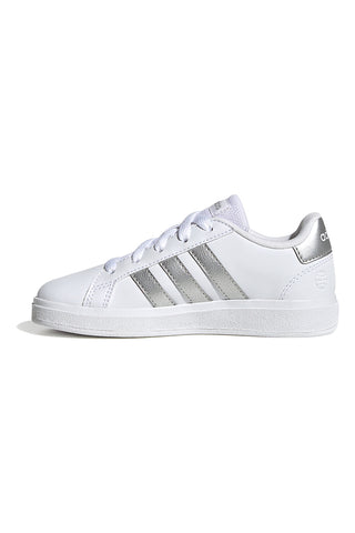 Sneakers bianche con strisce argento Adidas Grand Court 2 K