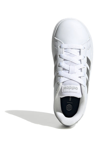 Sneakers bianche con strisce argento Adidas Grand Court 2 K