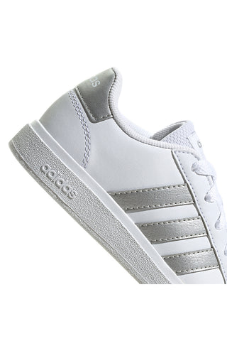 Sneakers bianche con strisce argento Adidas Grand Court 2 K