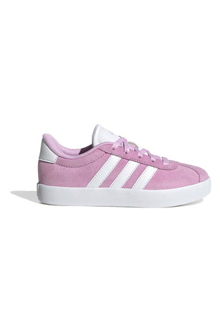 Sneakers rosa in suede con strisce bianche Adidas VL Court 3.0 K