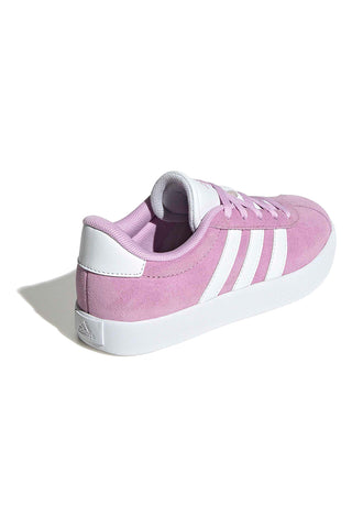 Adidas VL Court 3.0 K Rosa Wildleder-Sneaker mit weißen Streifen