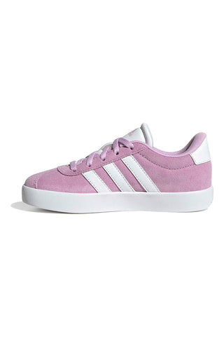 Adidas VL Court 3.0 K Rosa Wildleder-Sneaker mit weißen Streifen