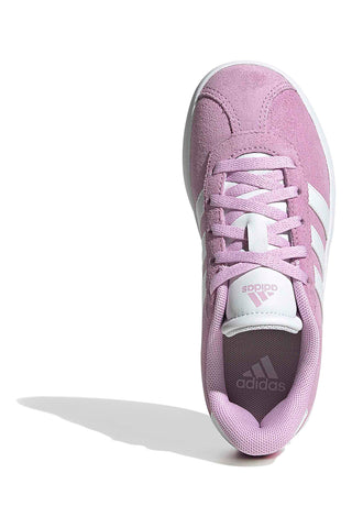 Sneakers rosa in suede con strisce bianche Adidas VL Court 3.0 K