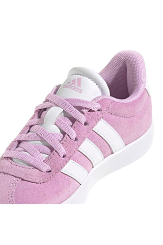 Sneakers rosa in suede con strisce bianche Adidas VL Court 3.0 K