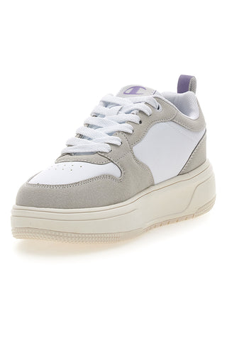 Weiße Turnschuhe mit grauen und fliederfarbenen Details Champion Rd18 Lite Low