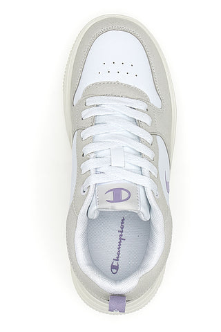 Weiße Turnschuhe mit grauen und fliederfarbenen Details Champion Rd18 Lite Low