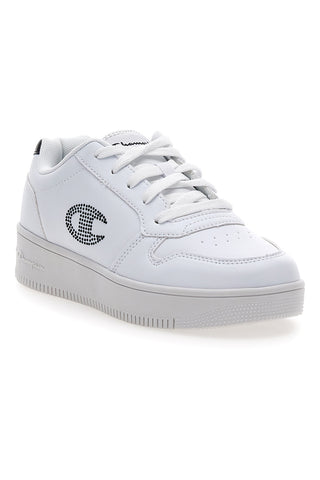 Weiße Turnschuhe mit Plateau und Glitzerlogo Champion Rd18 Platform Glitter Gs