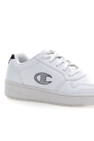 Weiße Turnschuhe mit Plateau und Glitzerlogo Champion Rd18 Platform Glitter Gs