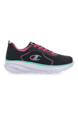 Schwarze und fuchsiafarbene Turnschuhe mit sportlicher Sohle Champion Hro J Gs Low Cut