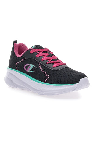Schwarze und fuchsiafarbene Turnschuhe mit sportlicher Sohle Champion Hro J Gs Low Cut