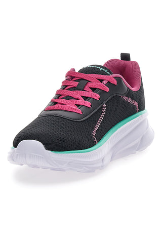 Schwarze und fuchsiafarbene Turnschuhe mit sportlicher Sohle Champion Hro J Gs Low Cut