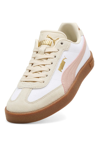 Weiß rosa Stoff und Leder Turnschuhe Puma Club II Era Cv