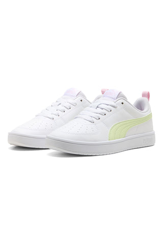 Weiße Turnschuhe mit hellgelben und rosa Einsätzen Puma Rickie Jr