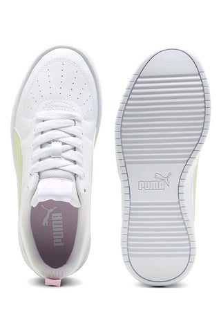 Weiße Turnschuhe mit hellgelben und rosa Einsätzen Puma Rickie Jr
