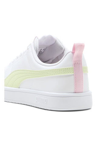 Weiße Turnschuhe mit hellgelben und rosa Einsätzen Puma Rickie Jr