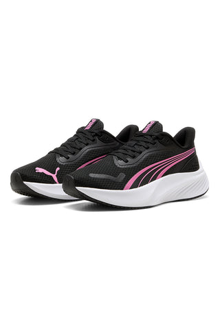 Schwarze rosa und weiße Mesh Turnschuhe Puma Pounce Lite Jr