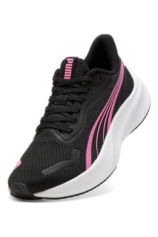 Schwarze rosa und weiße Mesh Turnschuhe Puma Pounce Lite Jr