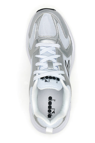 Sneaker da ragazza bianche e argento con inserti metallizzati Diadora Alley Metal GS