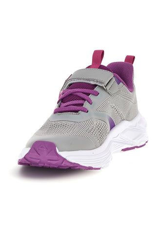 Graue Turnschuhe mit rosa Einsätzen und Klettverschluss Diadora Snipe 4 Jr