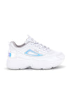 Weiße Turnschuhe mit Plateau und holographischen Einsätzen Fila Skye ZP Wmn
