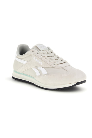 Graue Turnschuhe mit Wildledereinsätzen und schwarzer Sohle Reebok World 70