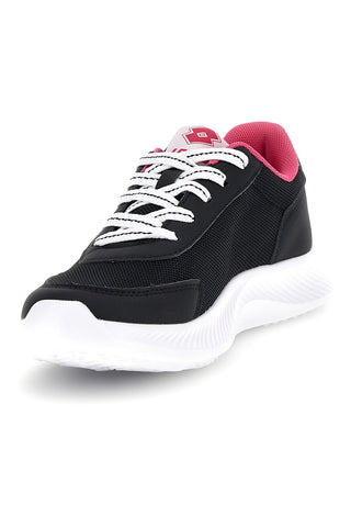 Schwarze Fitnessschuhe mit fuchsiafarbenen Einsätzen Lotto Run 90 Amf Jr