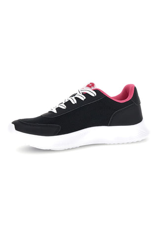 Schwarze Fitnessschuhe mit fuchsiafarbenen Einsätzen Lotto Run 90 Amf Jr