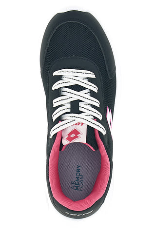 Schwarze Fitnessschuhe mit fuchsiafarbenen Einsätzen Lotto Run 90 Amf Jr