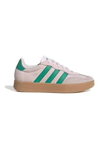 Beige Sneakers mit grünen Streifen und Details aus Wildleder Adidas Barreda