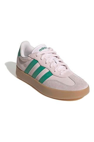 Beige Sneakers mit grünen Streifen und Details aus Wildleder Adidas Barreda