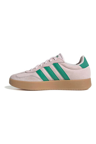 Beige Sneakers mit grünen Streifen und Details aus Wildleder Adidas Barreda