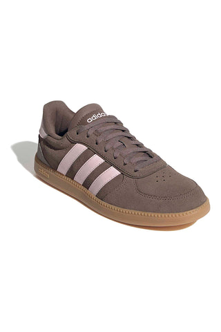 Braune Sneakers mit rosa Streifen und perforierten Details Adidas Breaknet Sleek