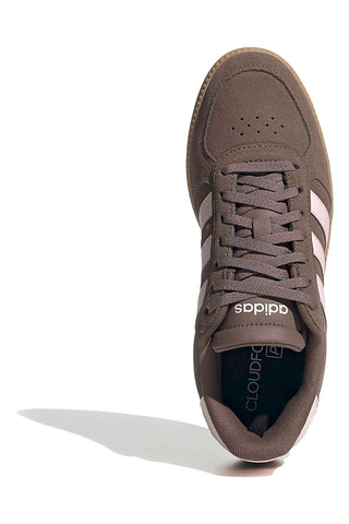 Braune Sneakers mit rosa Streifen und perforierten Details Adidas Breaknet Sleek