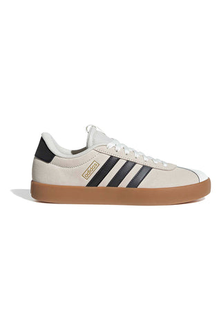 Beige Sneakers mit schwarzen Streifen und Gummisohle Adidas VL Court 3