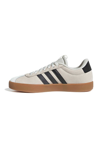 Beige Sneakers mit schwarzen Streifen und Gummisohle Adidas VL Court 3