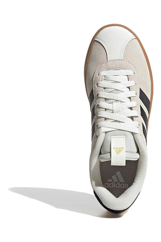 Beige Sneakers mit schwarzen Streifen und Gummisohle Adidas VL Court 3