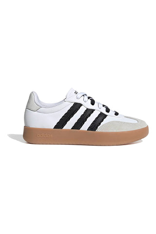 Weiße Sneakers mit schwarzen Streifen und Wildlederspitze Adidas Barreda