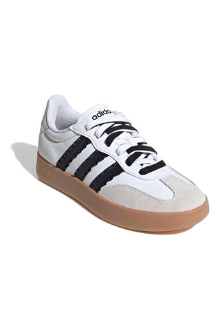 Weiße Sneakers mit schwarzen Streifen und Wildlederspitze Adidas Barreda