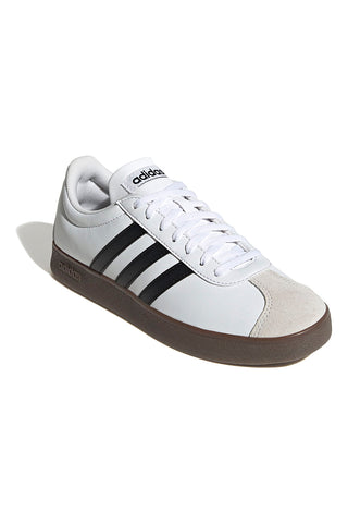 Weiße Sneakers mit schwarzen Streifen und Wildlederspitze Adidas VL Court Base