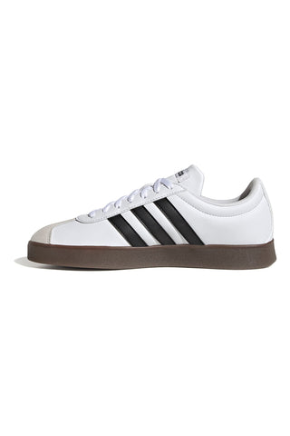 Weiße Sneakers mit schwarzen Streifen und Wildlederspitze Adidas VL Court Base