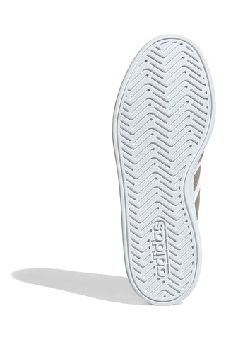 Weiße Sneakers mit goldenen Streifen aus recyceltem Kunstleder Adidas Grand Court Base 3.0