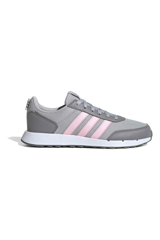 Graue Laufschuhe aus Mesh mit rosa Streifen Adidas Run 50s