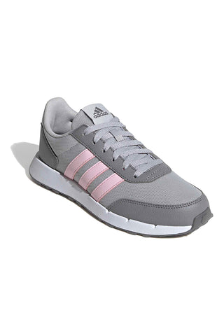 Graue Laufschuhe aus Mesh mit rosa Streifen Adidas Run 50s