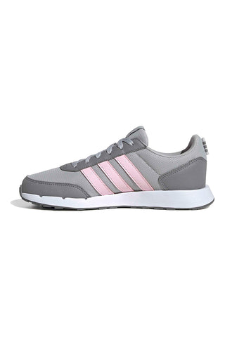 Graue Laufschuhe aus Mesh mit rosa Streifen Adidas Run 50s