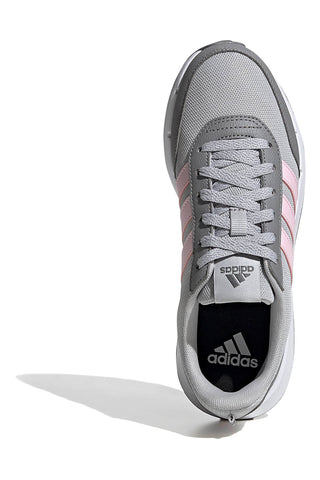 Graue Laufschuhe aus Mesh mit rosa Streifen Adidas Run 50s