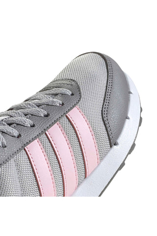 Graue Laufschuhe aus Mesh mit rosa Streifen Adidas Run 50s