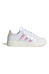Weiße Sneakers mit schillernden Streifen und Muschelspitze Adidas Streettalk J