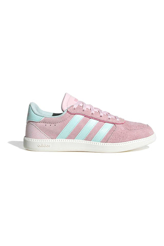 Rosa Sneakers aus Wildleder mit blauen Streifen und vorgeformter Sohle Adidas Breaknet Sleek J