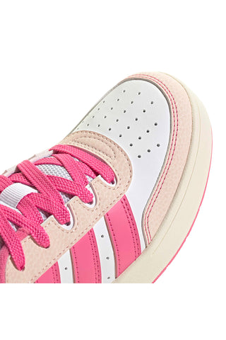 Weiße Sneakers mit pinkfarbenen Streifen und Plateausohle Adidas Breakbase J