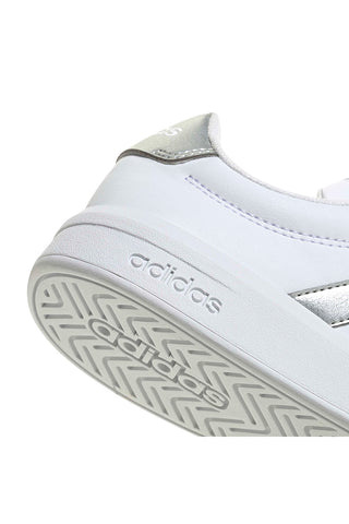 Sneakers bianche con strisce argento in pelle sintetica Adidas Grand Court 3 J